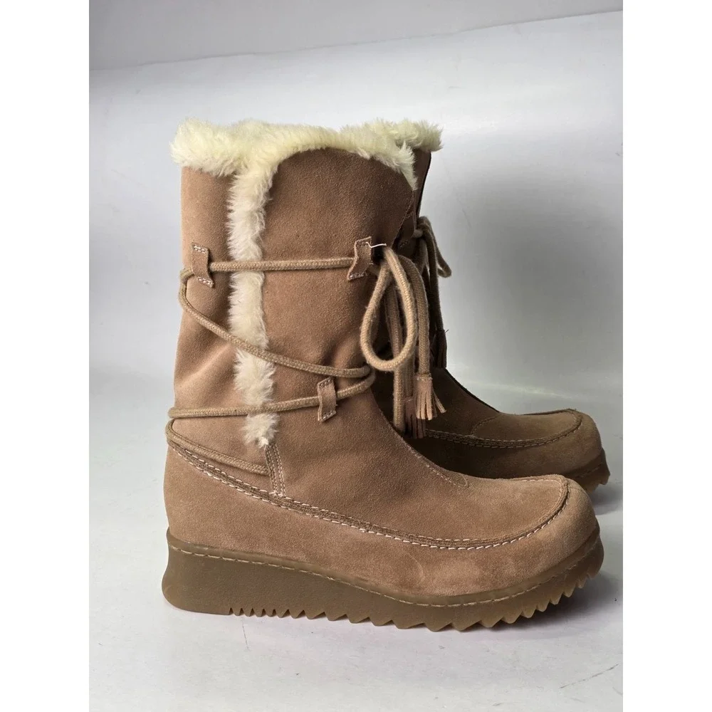 Report Caitlin Women's Boots Size‎ 8.5 Brown Suede Winter Platform Shoes Vintage